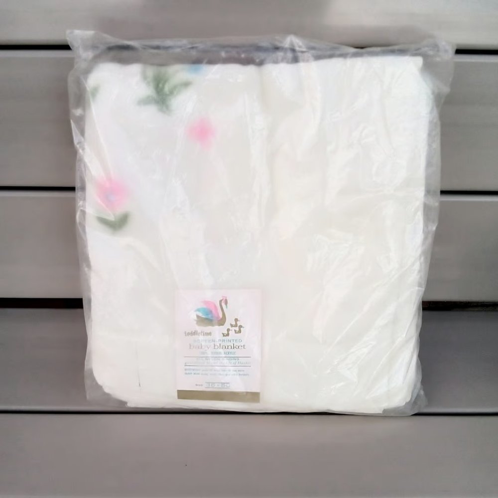Vintage Toddletime Screen Printed Baby Blanket 36x50